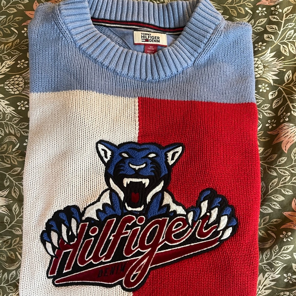 Tommy Hilfiger Panther Crewneck Sweater - Red, Blue, White